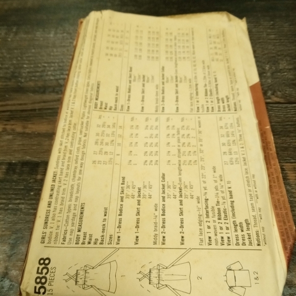 Vintage Simplicity Sewing Pattern 5858 Girl's Dresses Size 14 Uncut - Picture 2 of 2